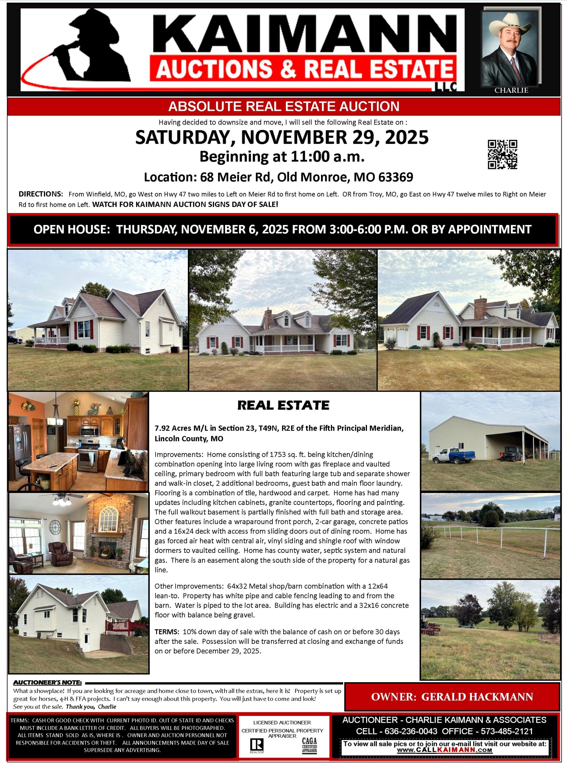 RESCHEDULED ABSOLUTE REAL ESTATE AUCTION SATURDAY, JANUARY 3RD, 2026, Beginning at 11:00 a.m. AUCTION HAS BEEN RESCHEDULED DUE TO WEATHER & ROAD CONDITIONS ON NOVEMBER 29TH. LOCATION:&nbsp;&nbsp; 68 MEIER RD., OLD [&hellip;]